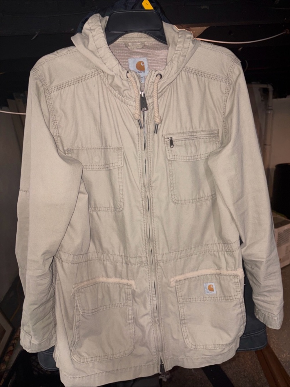 Vintage Carhartt Hooded Canvas Jacket in Light Khaki size large